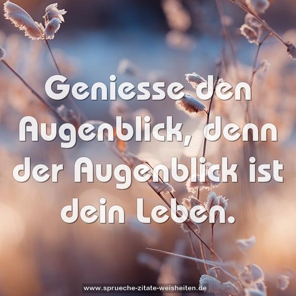 Geniesse den Augenblick,
denn der Augenblick ist dein Leben.