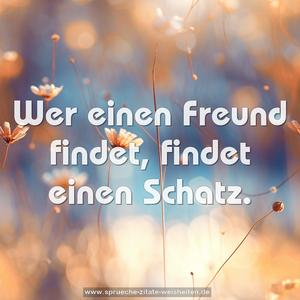 Wer einen Freund findet,
findet einen Schatz.