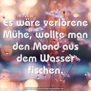 Es wäre verlorene Mühe,
wollte man den Mond aus dem Wasser fischen.