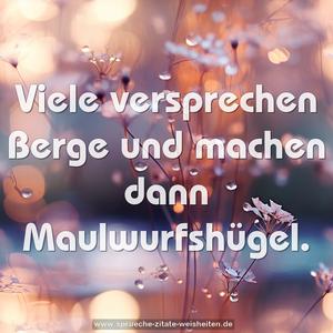 Viele versprechen Berge
und machen dann Maulwurfshügel.