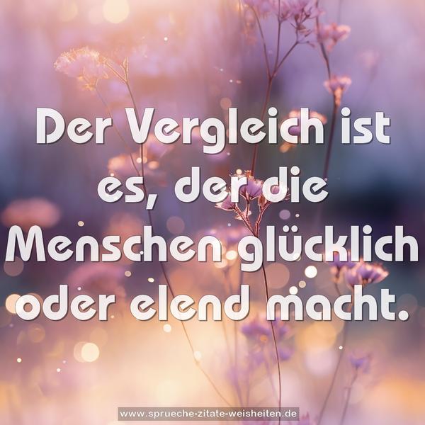 Der Vergleich ist es,
der die Menschen glücklich oder elend macht. 