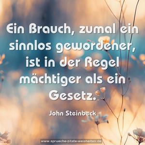 Ein Brauch, zumal ein sinnlos gewordener, 
ist in der Regel mächtiger als ein Gesetz. 