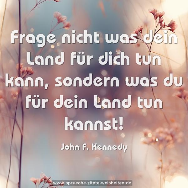 Frage nicht was dein Land für dich tun kann,
sondern was du für dein Land tun kannst!