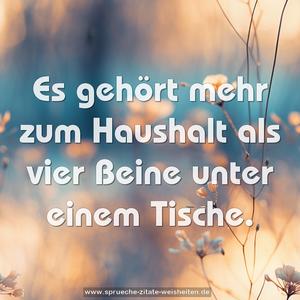 Es gehört mehr zum Haushalt
als vier Beine unter einem Tische. 