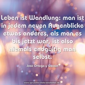 Leben ist Wandlung:
man ist in jedem neuen Augenblicke etwas anderes,
als man es bis jetzt war,
ist also niemals endgültig man selbst.