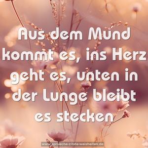 Aus dem Mund kommt es, ins Herz geht es,
unten in der Lunge bleibt es stecken