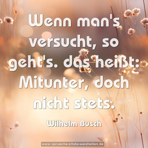 Wenn man's versucht, so geht's.
das heißt:
Mitunter, doch nicht stets.