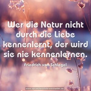 Wer die Natur nicht durch die Liebe kennenlernt, 
der wird sie nie kennenlernen.