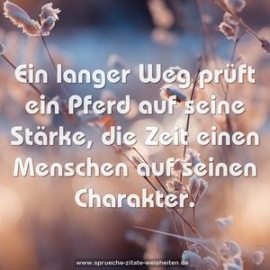 Ein langer Weg prüft ein Pferd auf seine Stärke,
die Zeit einen Menschen auf seinen Charakter.