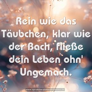 Rein wie das Täubchen,
klar wie der Bach,
fließe dein Leben ohn' Ungemach.