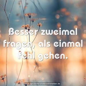 Besser zweimal fragen,
als einmal fehl gehen.