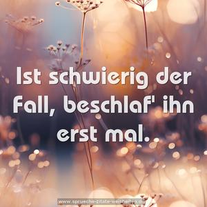 Ist schwierig der Fall,
beschlaf' ihn erst mal.