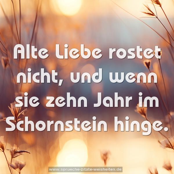 Alte Liebe rostet nicht, und wenn sie zehn Jahr im Schornstein hinge.