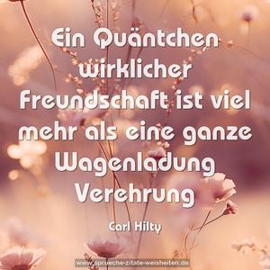 Ein Quäntchen wirklicher Freundschaft
ist viel mehr als eine ganze Wagenladung Verehrung