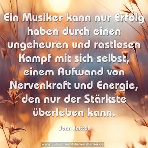 Ein Musiker kann nur Erfolg haben durch einen ungeheuren und rastlosen Kampf mit sich selbst, einem Aufwand von Nervenkraft und Energie, den nur der Stärkste überleben kann. 