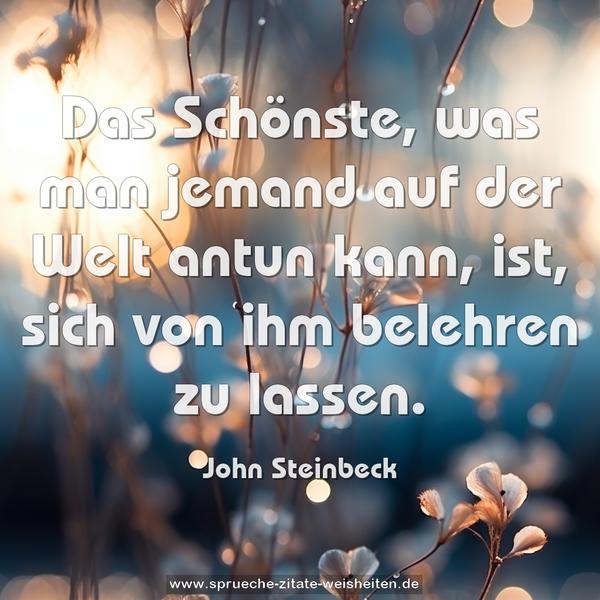 Das Schönste, was man jemand auf der Welt antun kann, ist, sich von ihm belehren zu lassen.