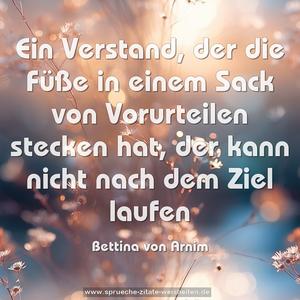Ein Verstand, der die Füße in einem Sack von Vorurteilen stecken hat,
der kann nicht nach dem Ziel laufen