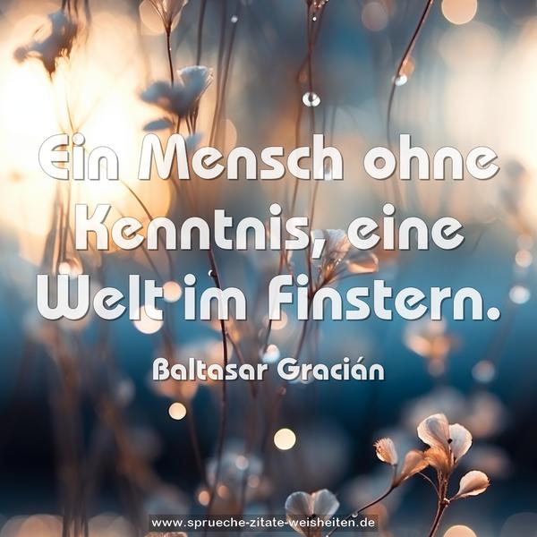 Ein Mensch ohne Kenntnis, eine Welt im Finstern.