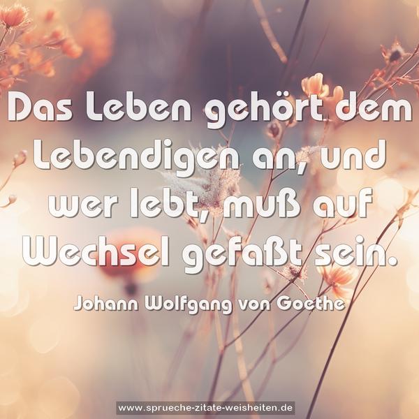 Das Leben gehört dem Lebendigen an,
und wer lebt, muß auf Wechsel gefaßt sein.